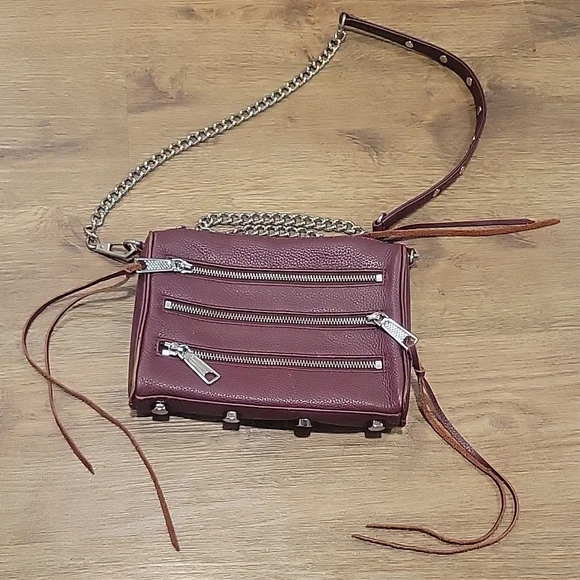 Rebecca Minkoff Crossbody BagBurgundy LeatherSilver-Tone Hardware - Picture 2 of 8